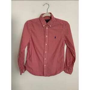Ralph Lauren Red Gingham‎ Button down size large 14/16